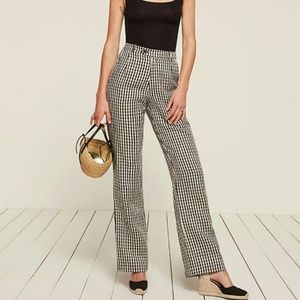 Reformation Linen Gingham Kinzie Pants